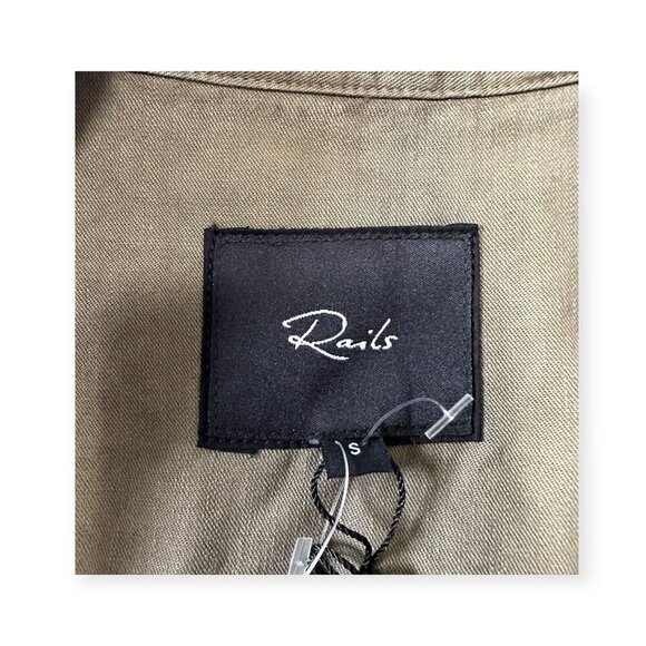 NWT Rails Sandra Shirt Dress Olive Black Tie Dye Button Front Tencel Linen, Sz S - Picture 5 of 13